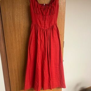 Reformation Balia Linen Red Dress
